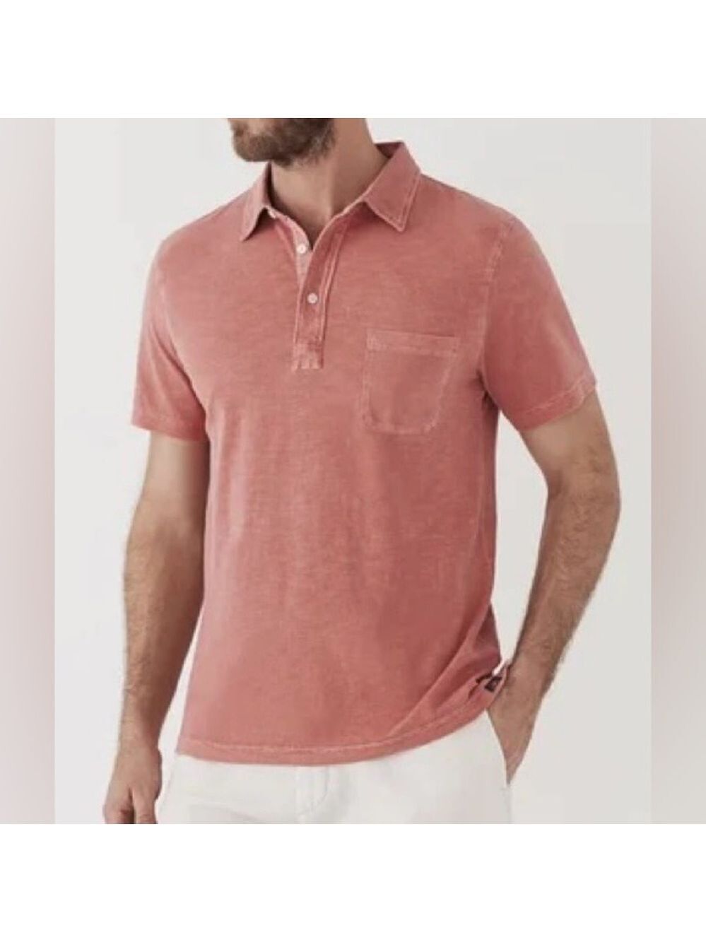 Faherty Polo Sun Washed Salmon Pink size medium